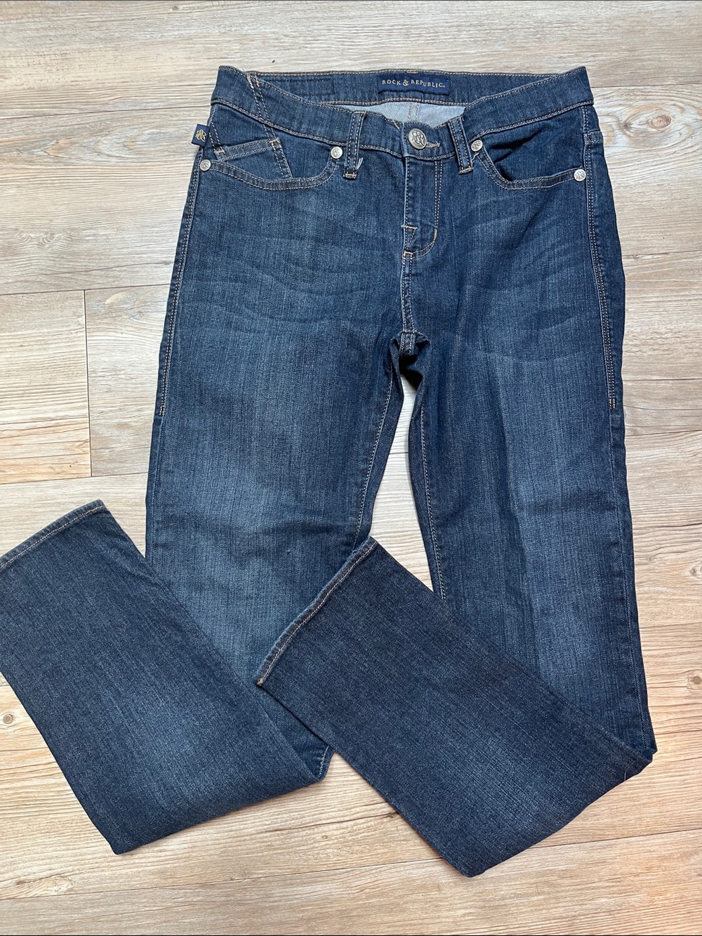 Rock & Republic Straight Leg Jeans in Dark Blue